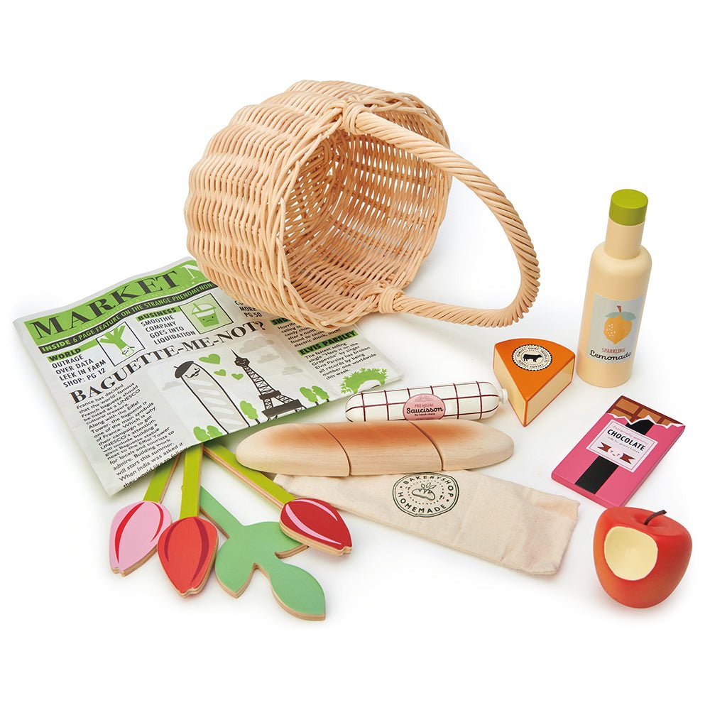 Buy Wicker Shopping Basket | Wooden shopping basket for kids by Learning Bugs UK