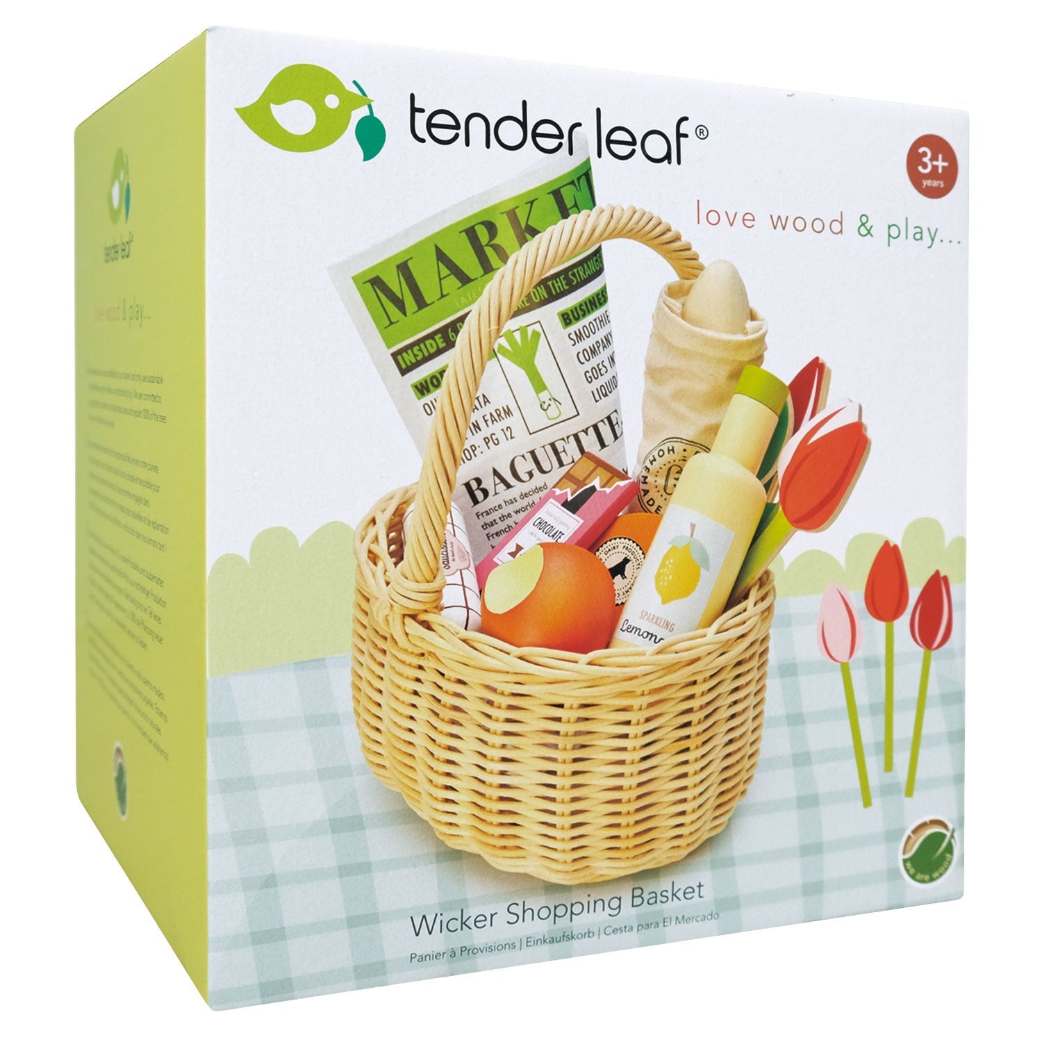 Buy Wicker Shopping Basket | Wooden shopping basket for kids by Learning Bugs UK
