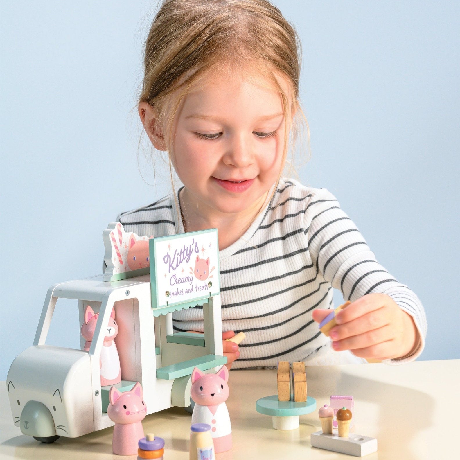 Buy Kitty's Milkshake Van | small world playset for kids by Learning Bugs UK