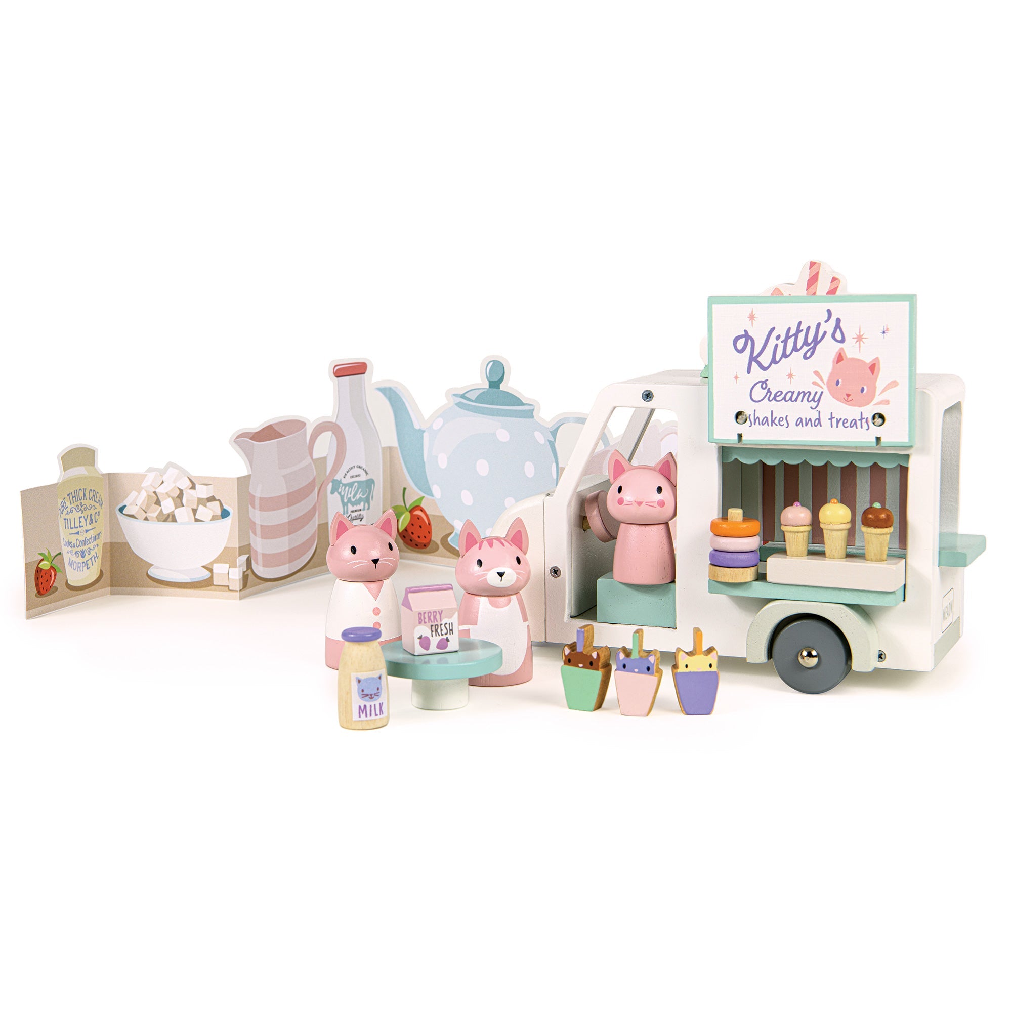 Buy Kitty's Milkshake Van | small world playset for kids by Learning Bugs UK