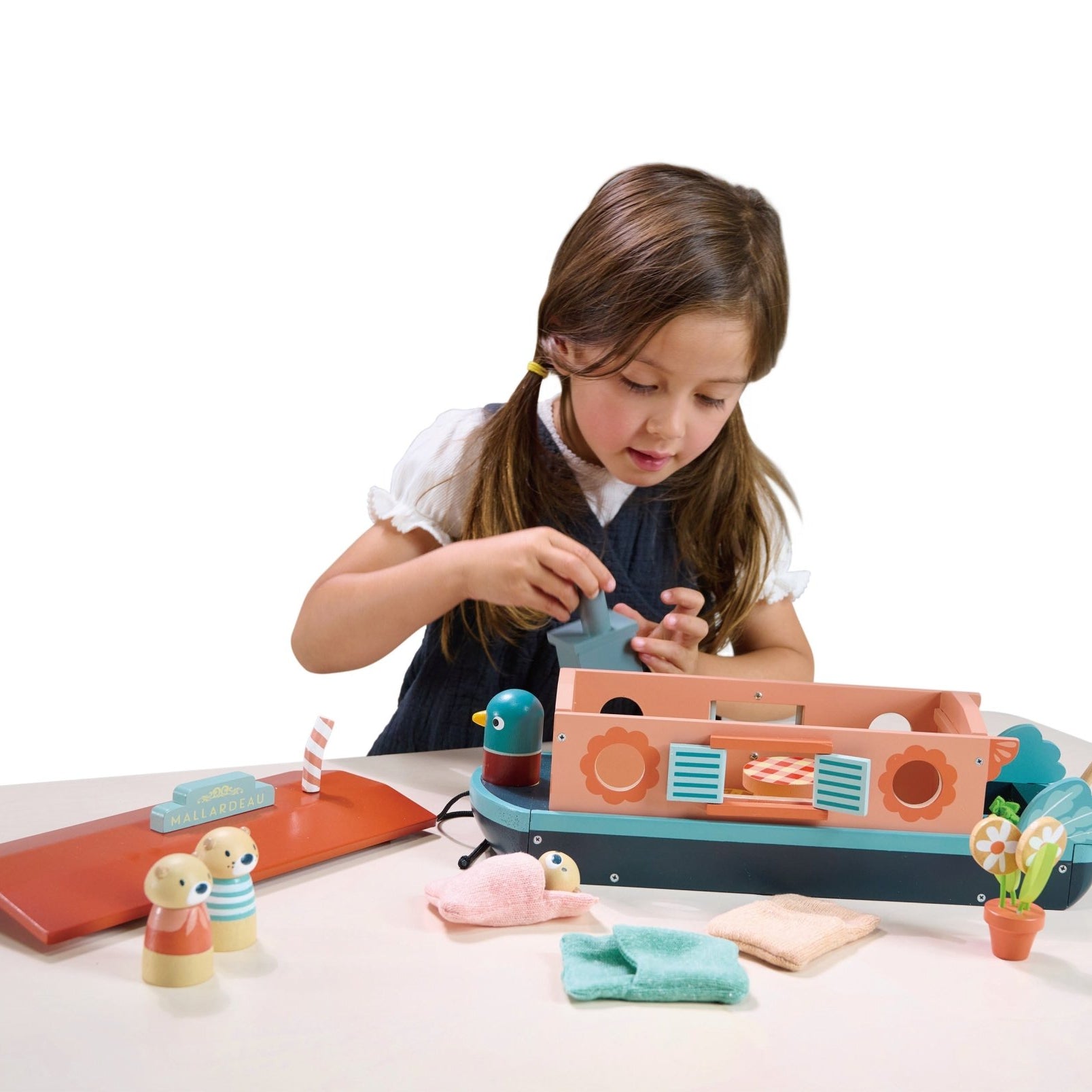 Buy Tender Leaf Little Otter Canal Boat | small world boat playset for kids by Learning Bugs UK