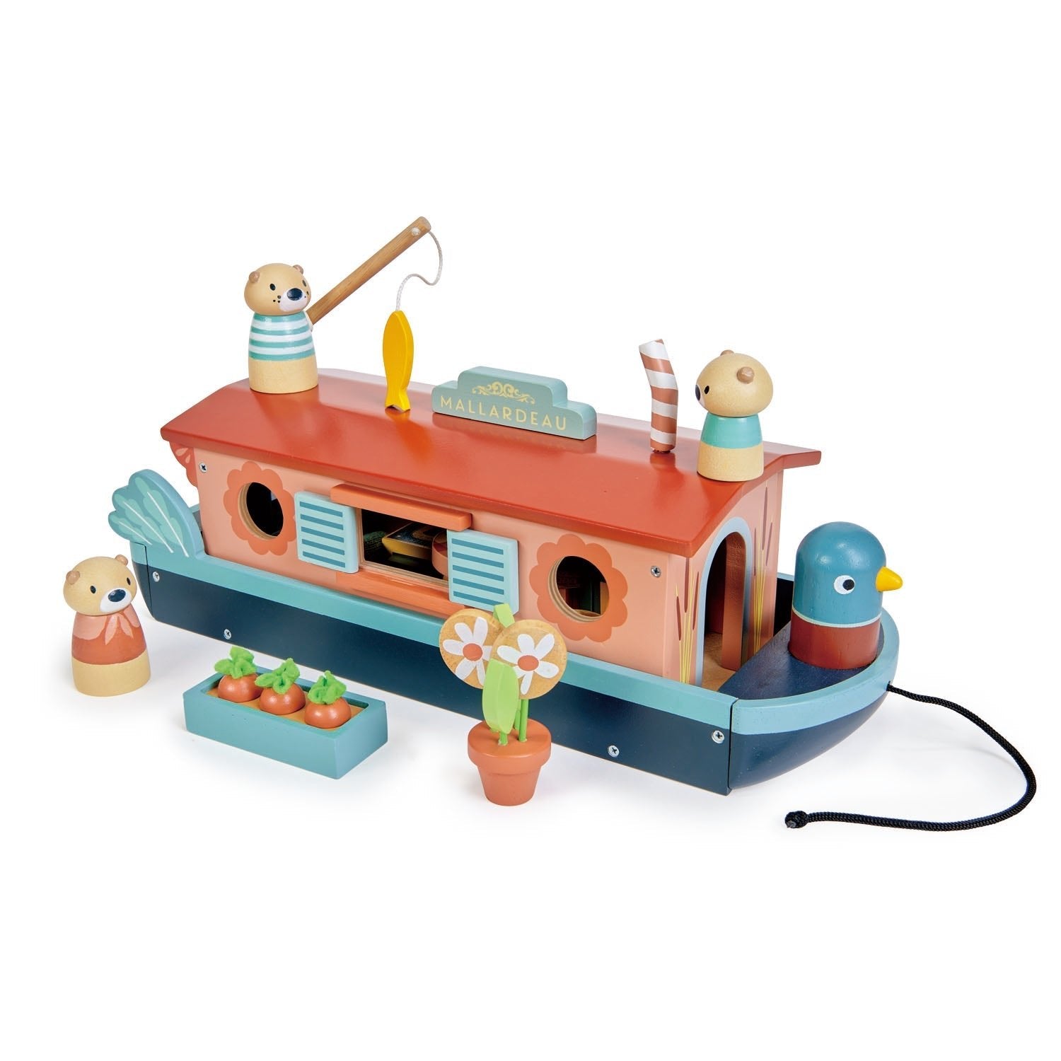 Buy Tender Leaf Little Otter Canal Boat | small world boat playset for kids by Learning Bugs UK