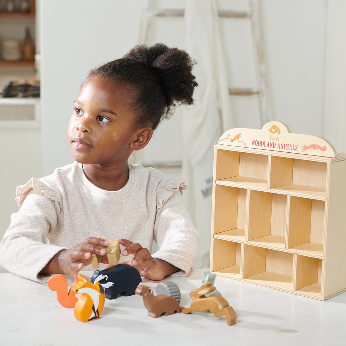 8 Woodland Animals Shelf Set – Wooden animals shelf for children, available at Learning Bugs UK
