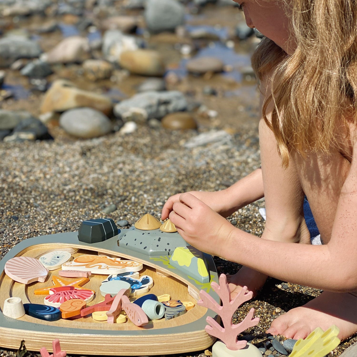 Buy Tender Leaf My Little Rock Pool | Wooden open ended play set for kids by Learning Bugs UK