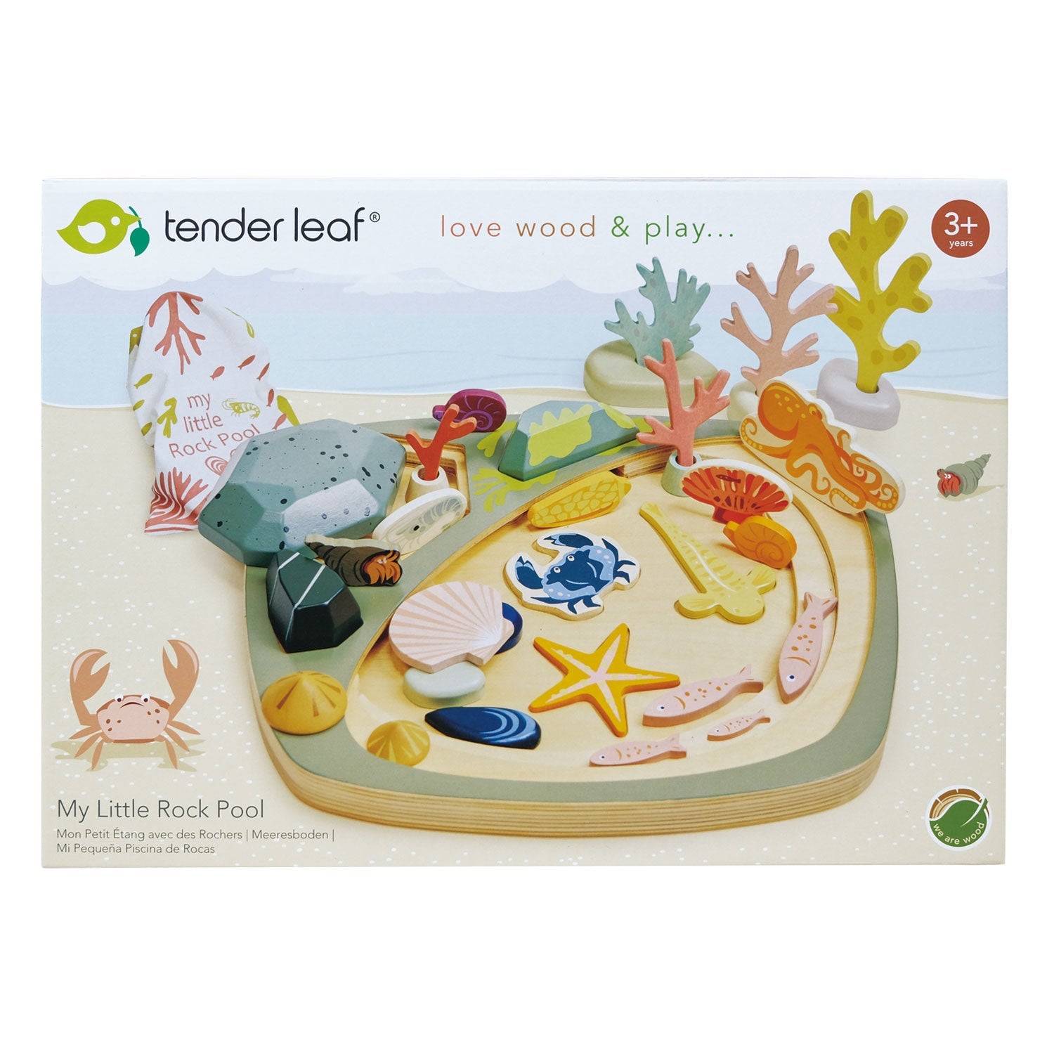 Buy Tender Leaf My Little Rock Pool | Wooden open ended play set for kids by Learning Bugs UK