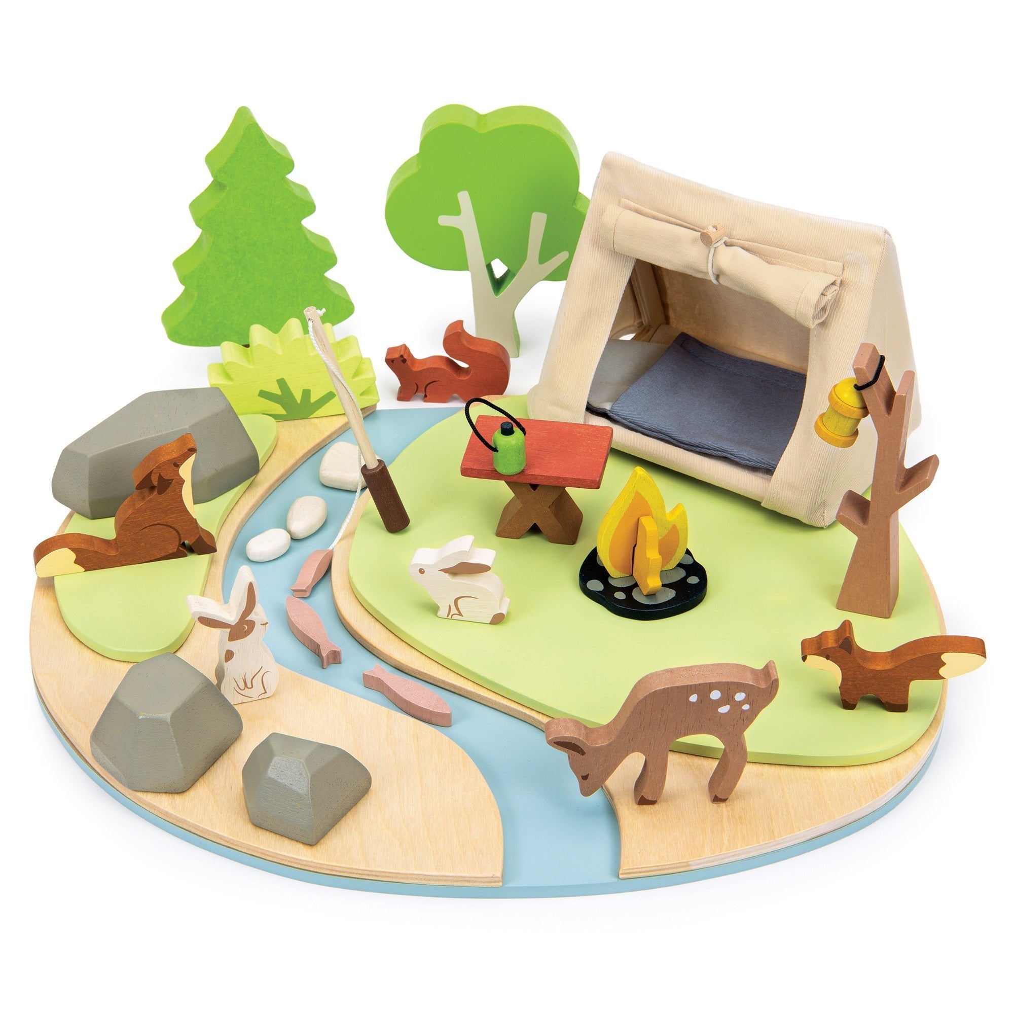 Buy Wildlife Camping Playset | Wooden dolls house playset for kids by Learning Bugs UK