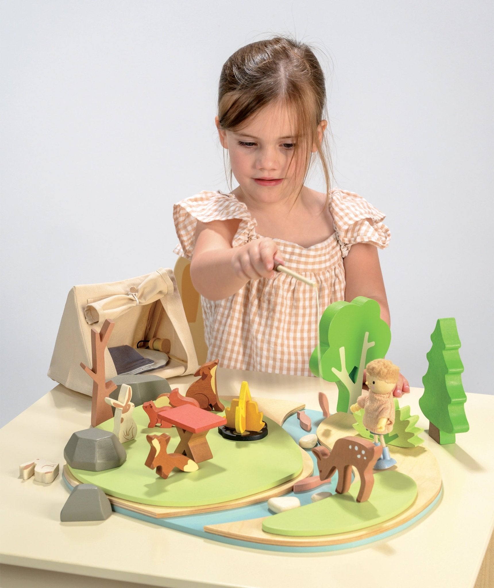 Buy Wildlife Camping Playset | Wooden dolls house playset for kids by Learning Bugs UK