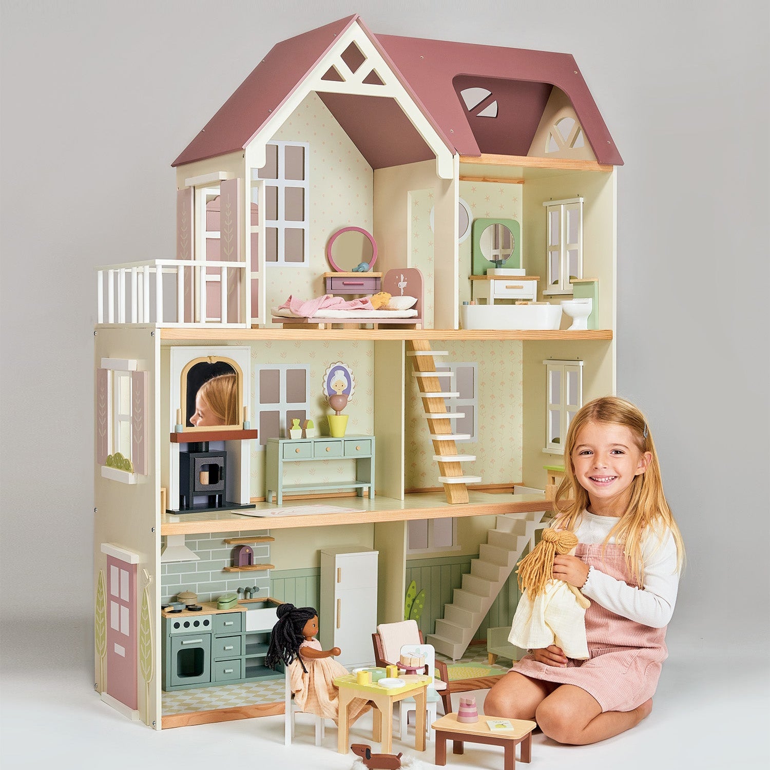 Buy Mulberry Mansion | Wooden dolls house for kids by Learning Bugs UK