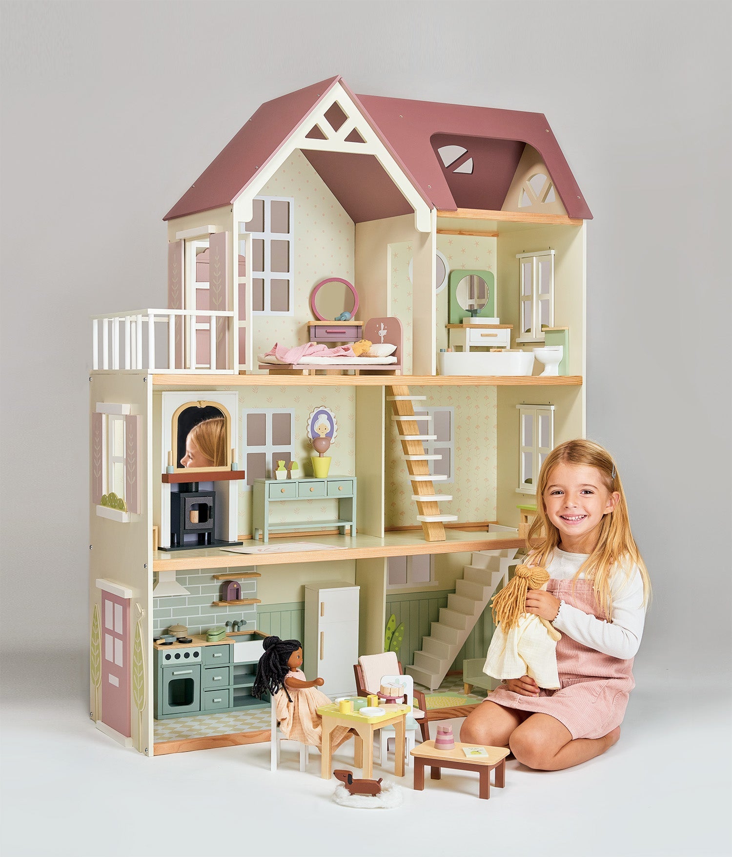 Buy Mulberry Mansion | Wooden dolls house for kids by Learning Bugs UK