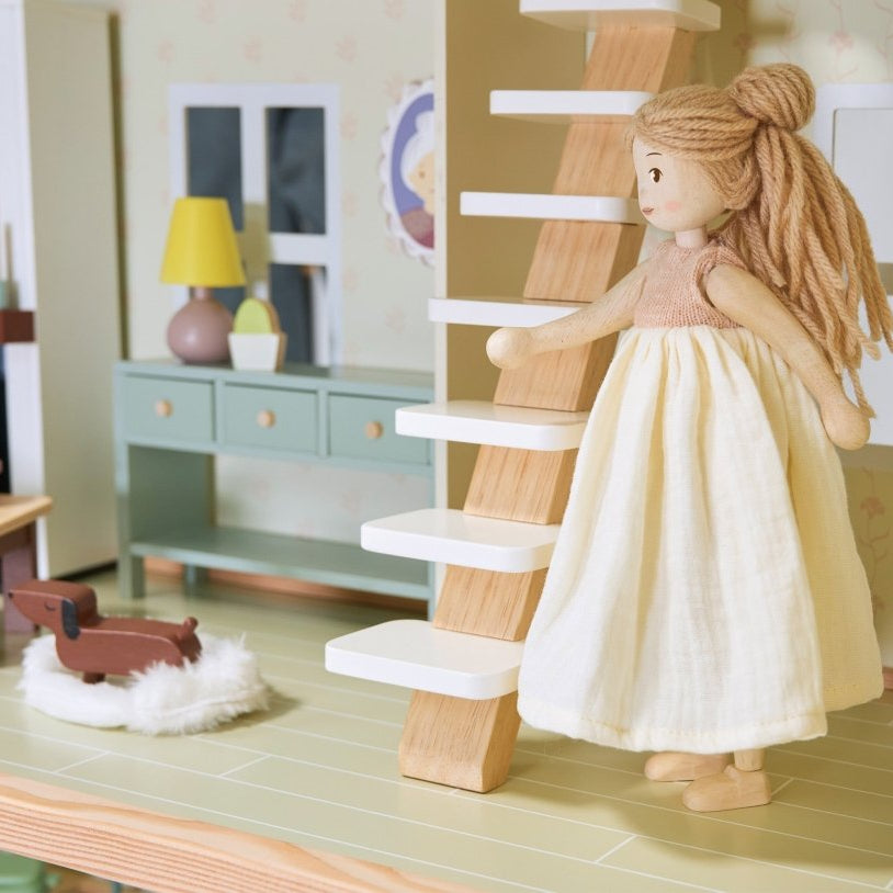 Fearne Wooden Doll – Wooden dolls house doll for children, available at Learning Bugs UK