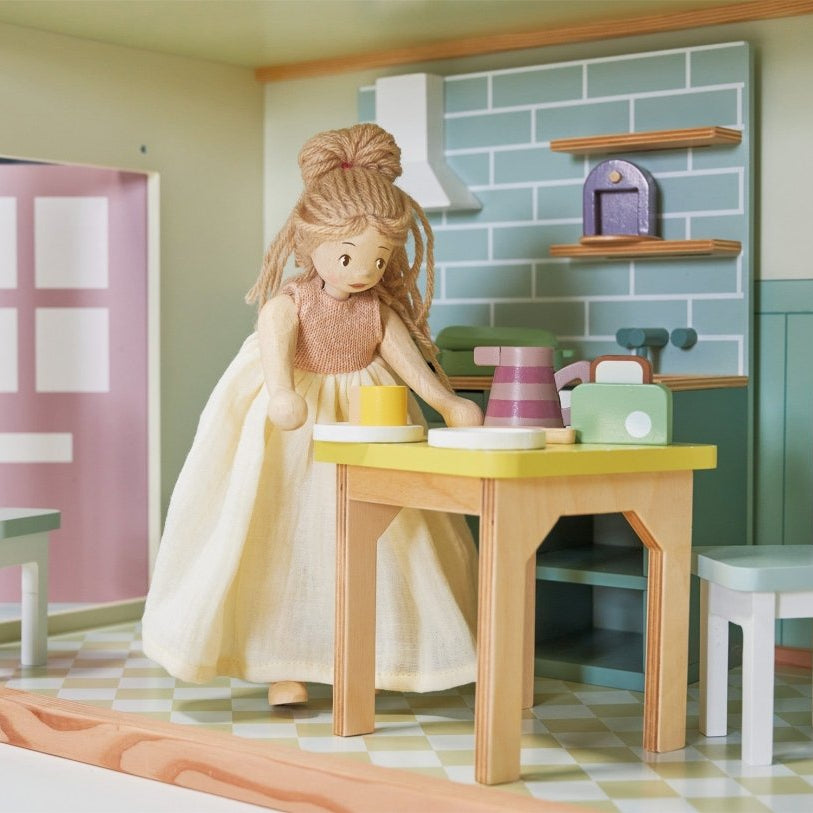 Fearne Wooden Doll – Wooden dolls house doll for children, available at Learning Bugs UK