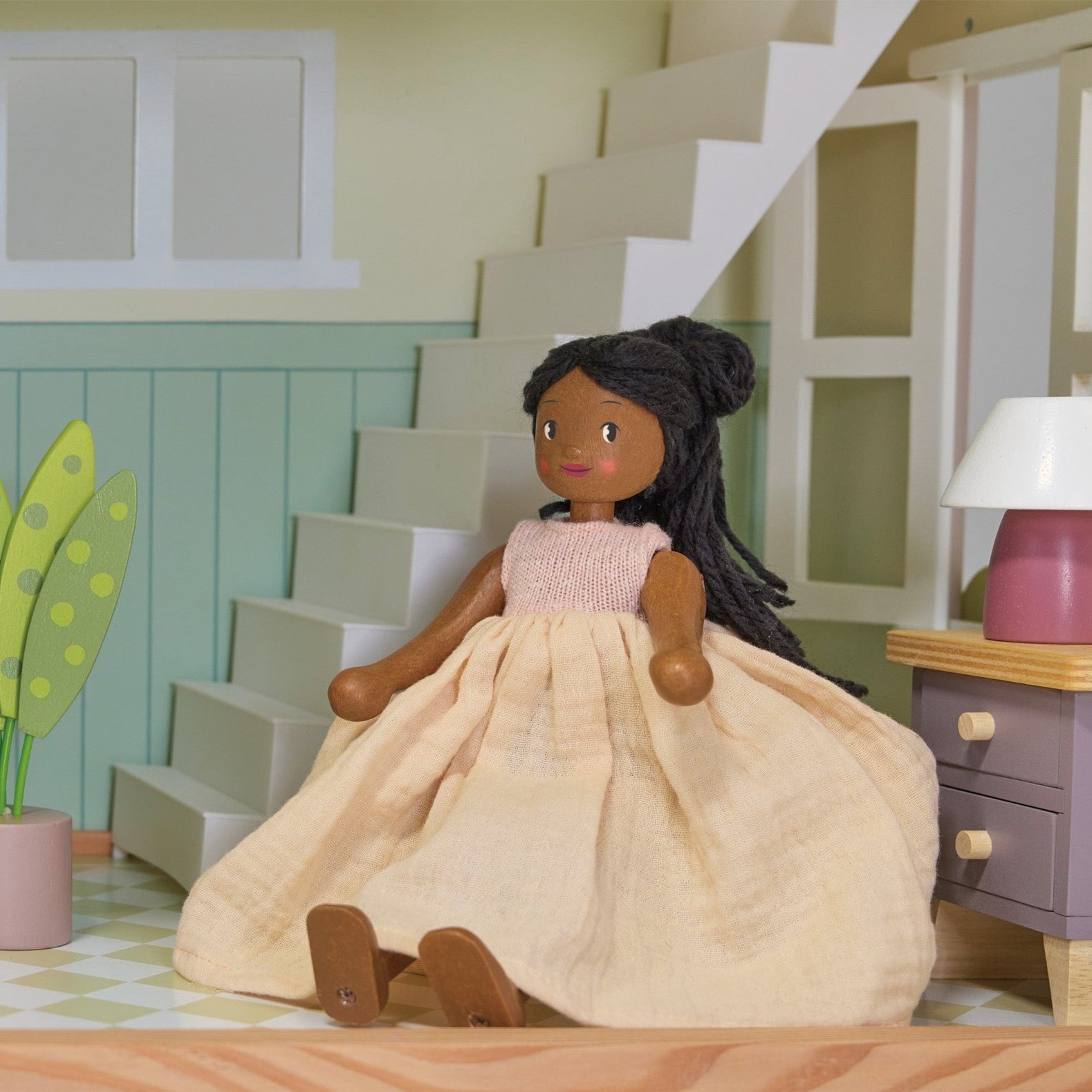 Buy Lola Wooden Doll | Wooden dolls house doll for kids by Learning Bugs UK