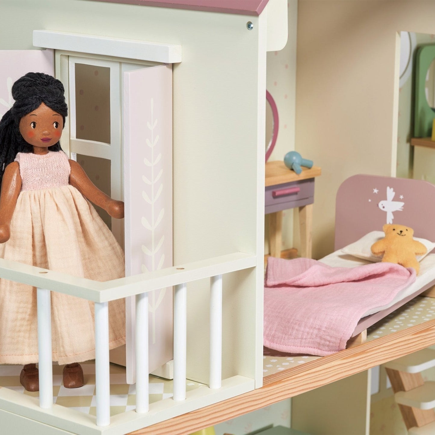 Buy Lola Wooden Doll | Wooden dolls house doll for kids by Learning Bugs UK