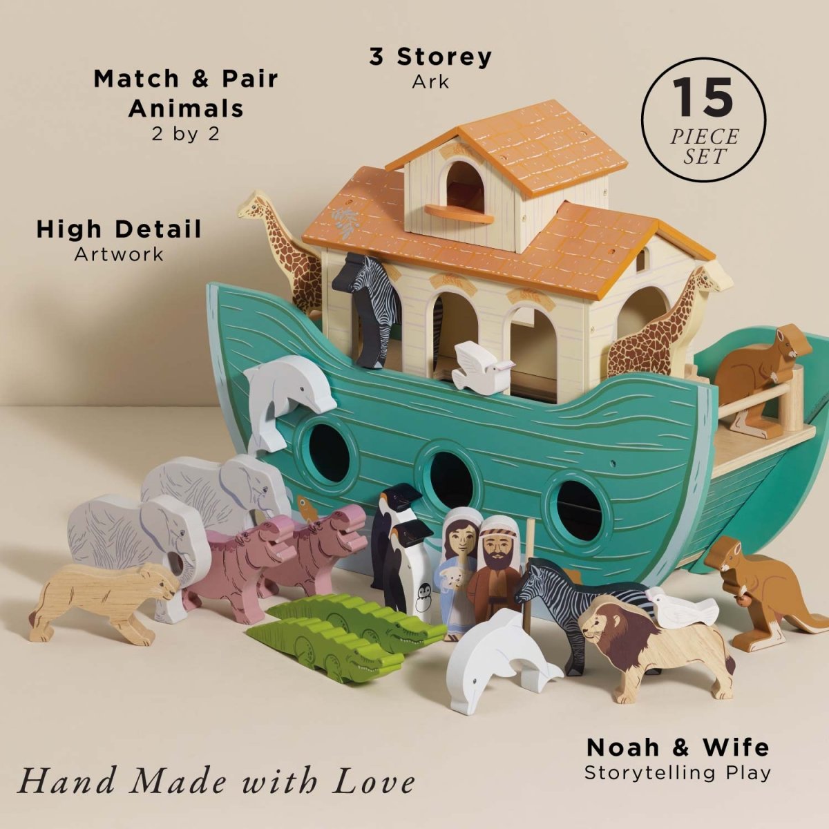 Noah’s Great Wooden Ark & Animals – Educational Toys for children, available at Learning Bugs UK