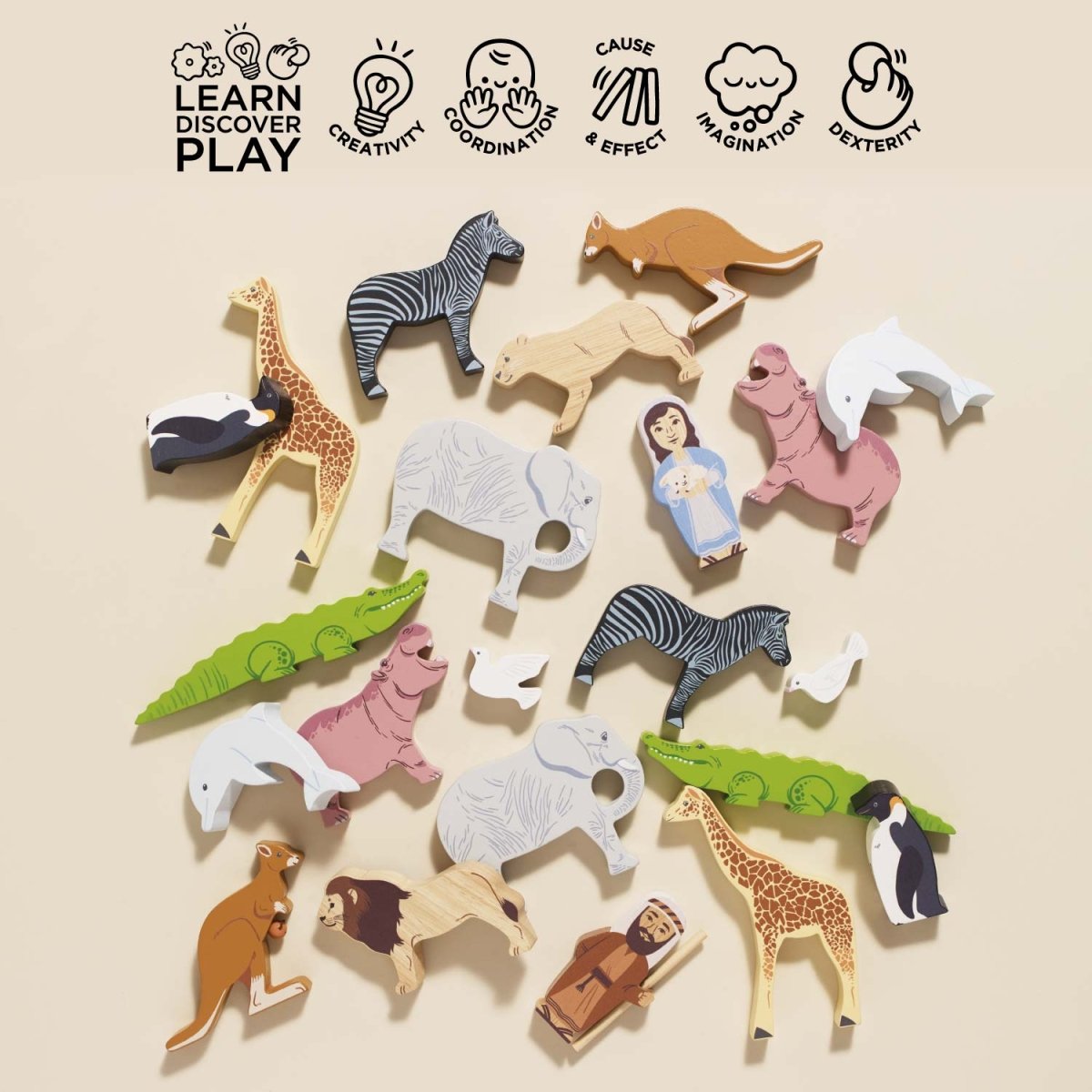 Noah’s Great Wooden Ark & Animals – Educational Toys for children, available at Learning Bugs UK