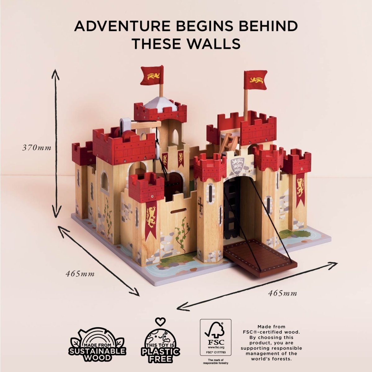 Lionheart Wooden Castle – Pretend Play for children, available at Learning Bugs UK