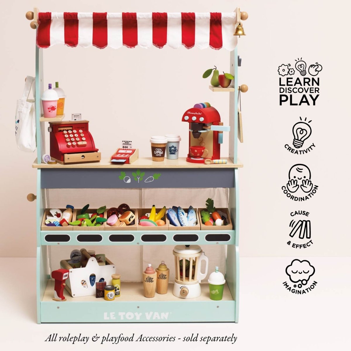 Shop & Café Market Stand – Pretend Shopping & Grocery for children, available at Learning Bugs UK