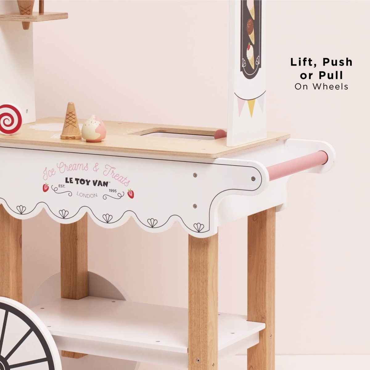 Ice Cream Trolley Market Stall – Pretend Shopping & Grocery for children, available at Learning Bugs UK