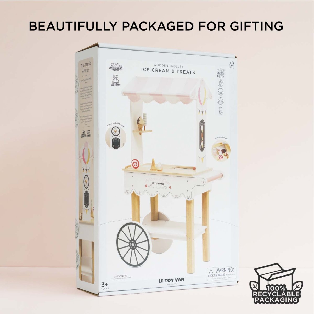 Ice Cream Trolley Market Stall – Pretend Shopping & Grocery for children, available at Learning Bugs UK