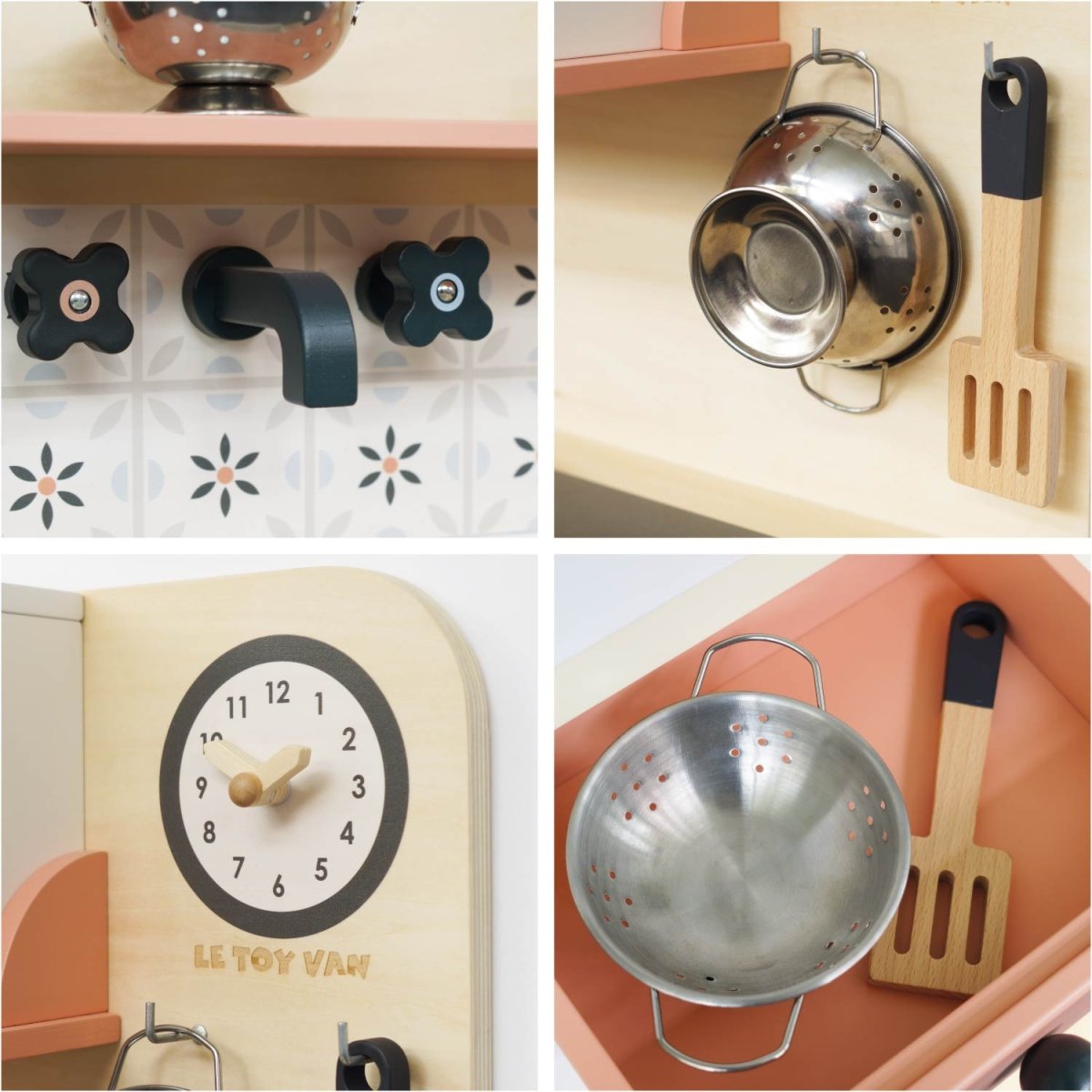 Rattan Family Wooden Play Kitchen – Toy Kitchens & Play Food for children, available at Learning Bugs UK
