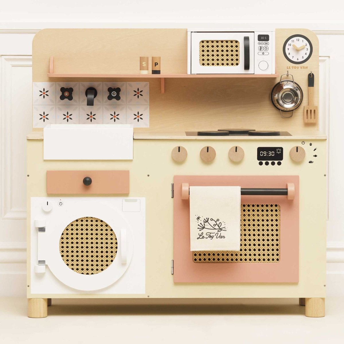 Rattan Family Wooden Play Kitchen – Toy Kitchens & Play Food for children, available at Learning Bugs UK