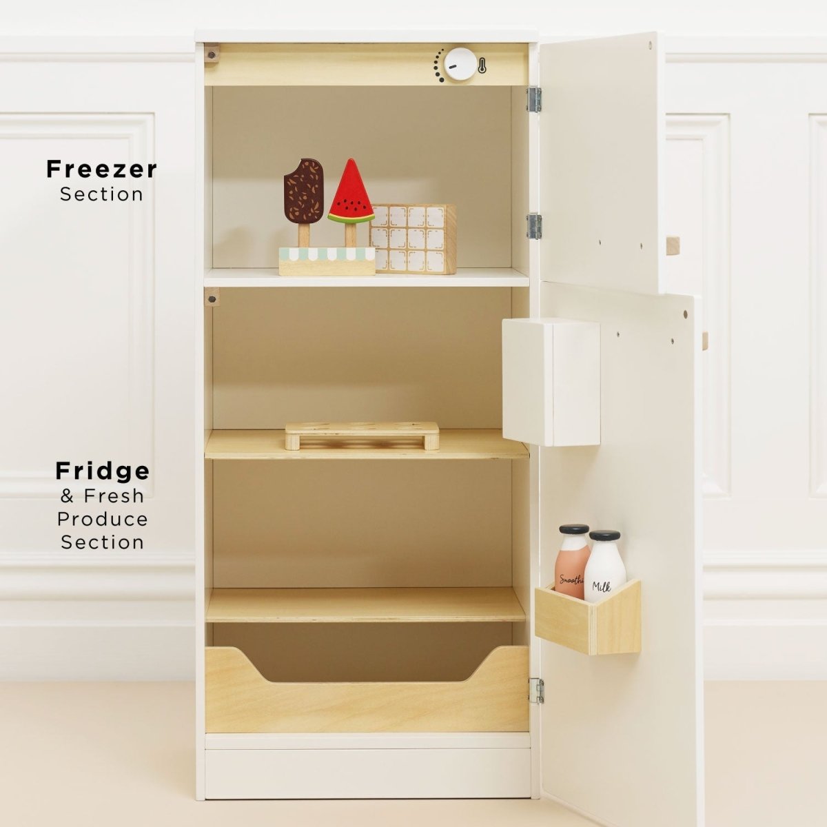 Kitchen Freestanding Fridge Freezer – Toy Kitchens & Play Food for children, available at Learning Bugs UK