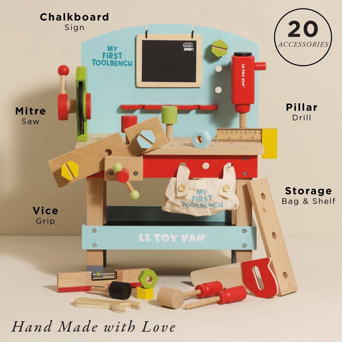 Wooden Tool Bench – Toy Tools for children, available at Learning Bugs UK