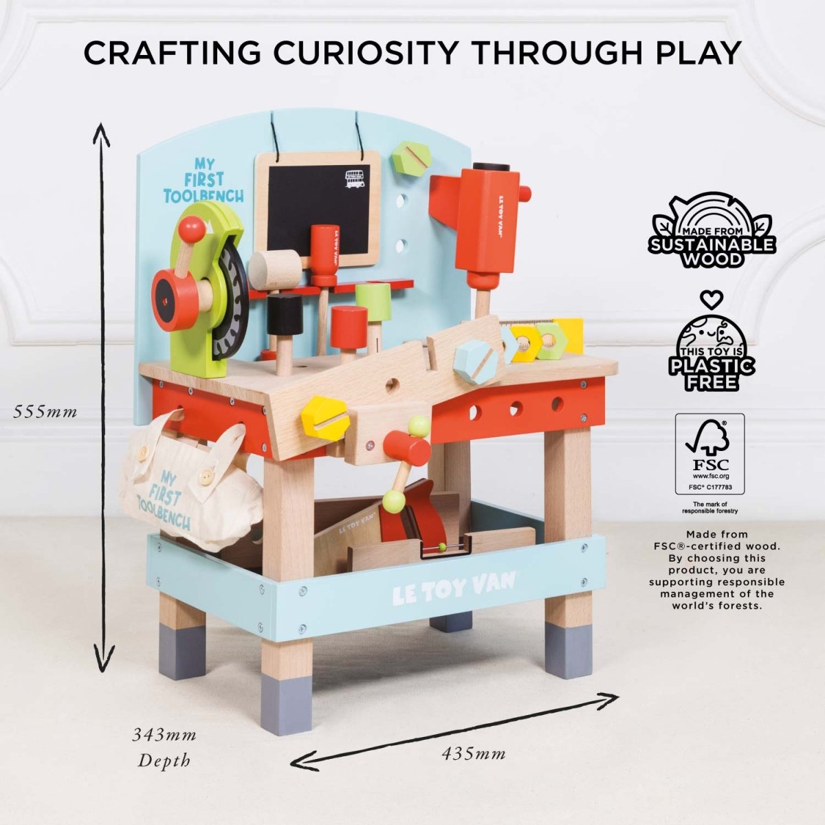 Wooden Tool Bench – Toy Tools for children, available at Learning Bugs UK