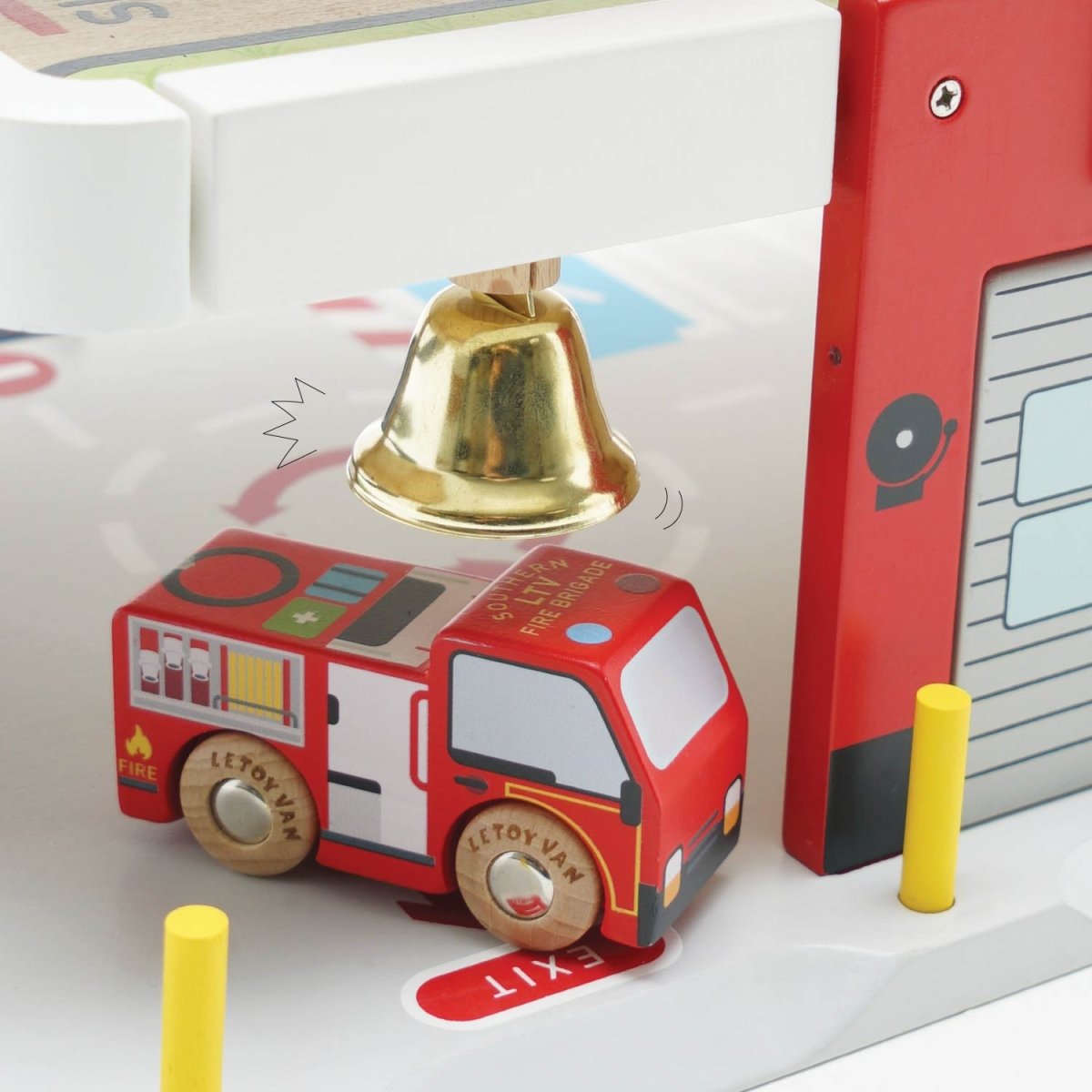 Fire & Rescue Wooden Garage – Play Vehicles for children, available at Learning Bugs UK