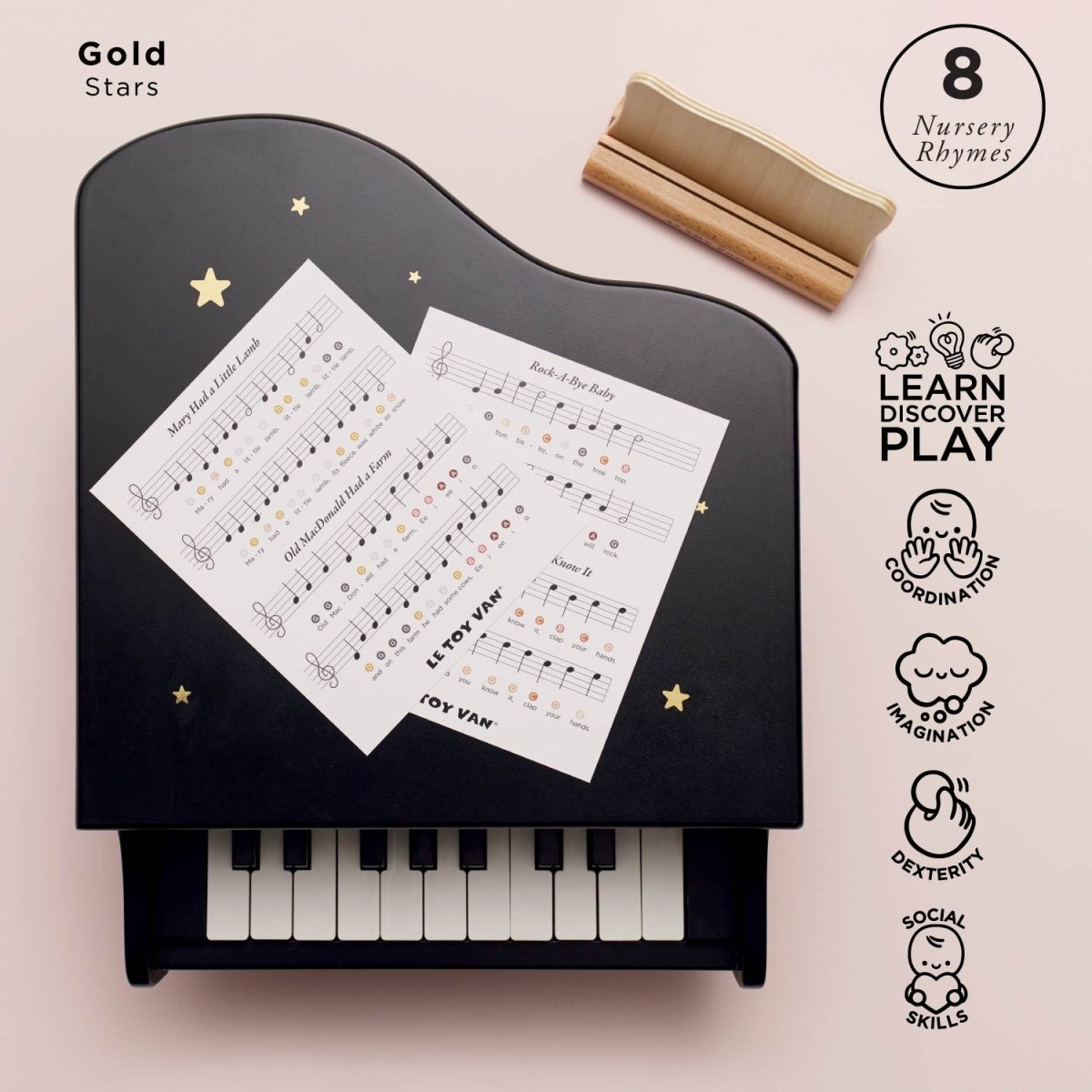 Wooden Grand Piano Toy – Pianos & Keyboards for children, available at Learning Bugs UK