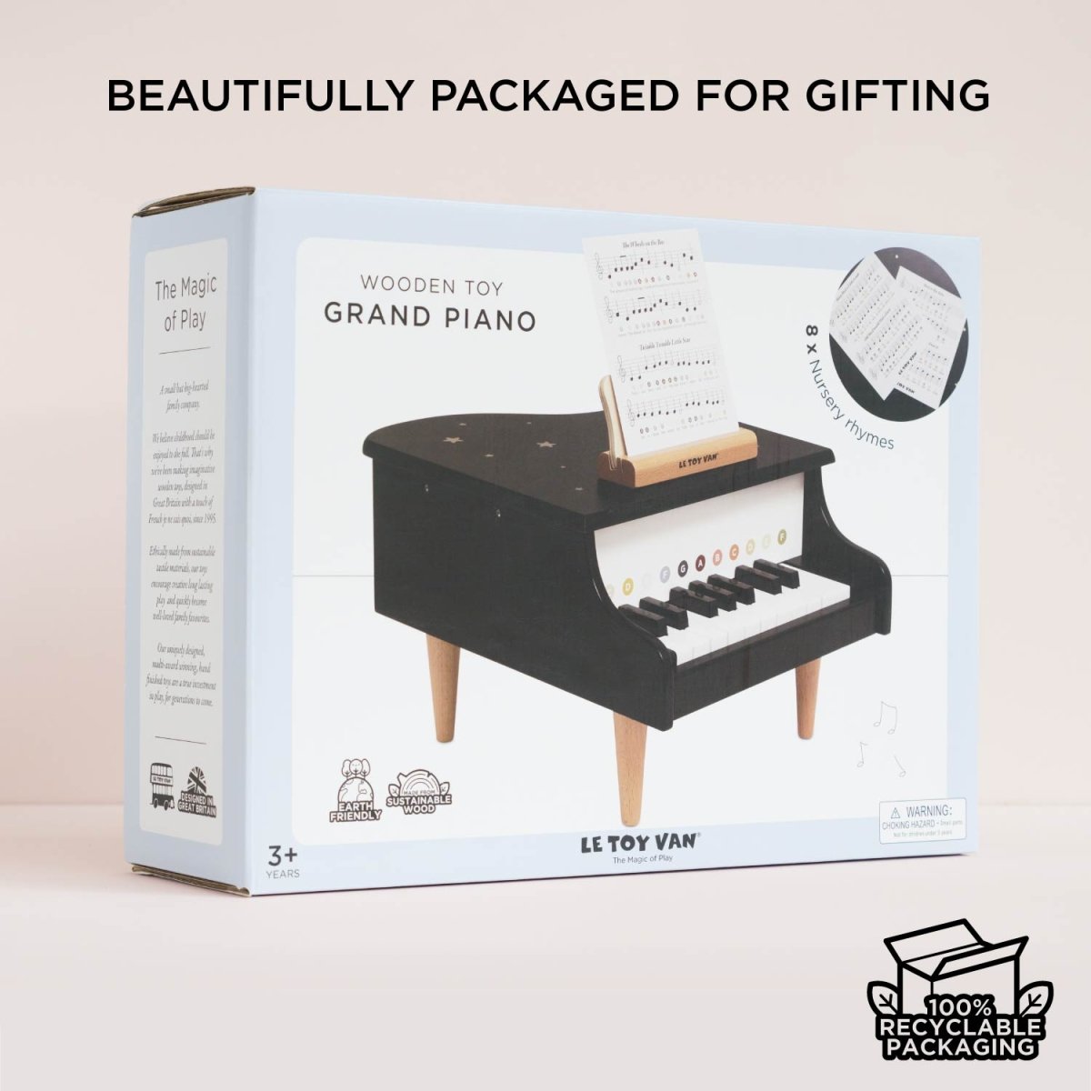 Wooden Grand Piano Toy – Pianos & Keyboards for children, available at Learning Bugs UK