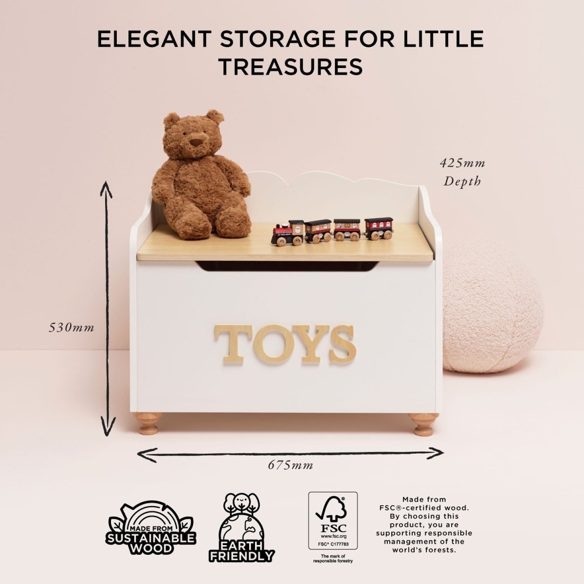 Classic Wooden Toy Chest – Baby & Toddler Furniture Sets for children, available at Learning Bugs UK