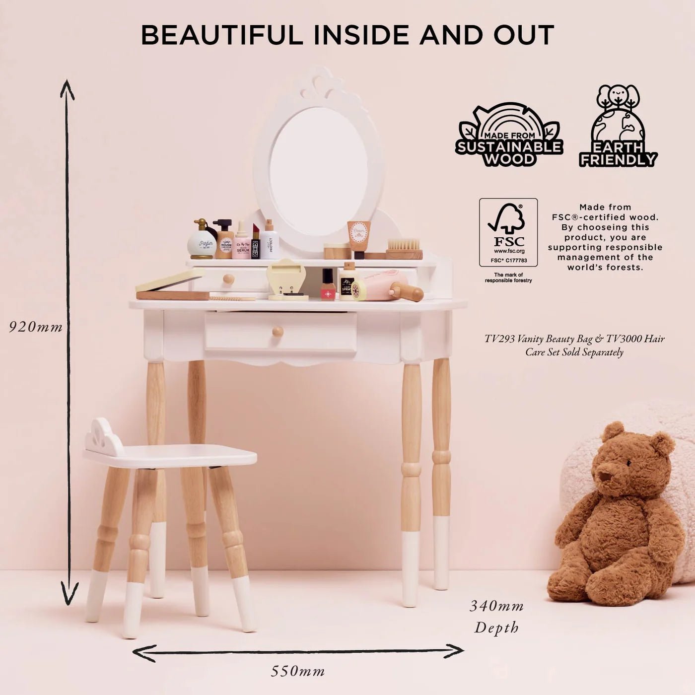 Buy Le Toy Van Dressing Up Vanity Table & Stool | for kids by Learning Bugs UK