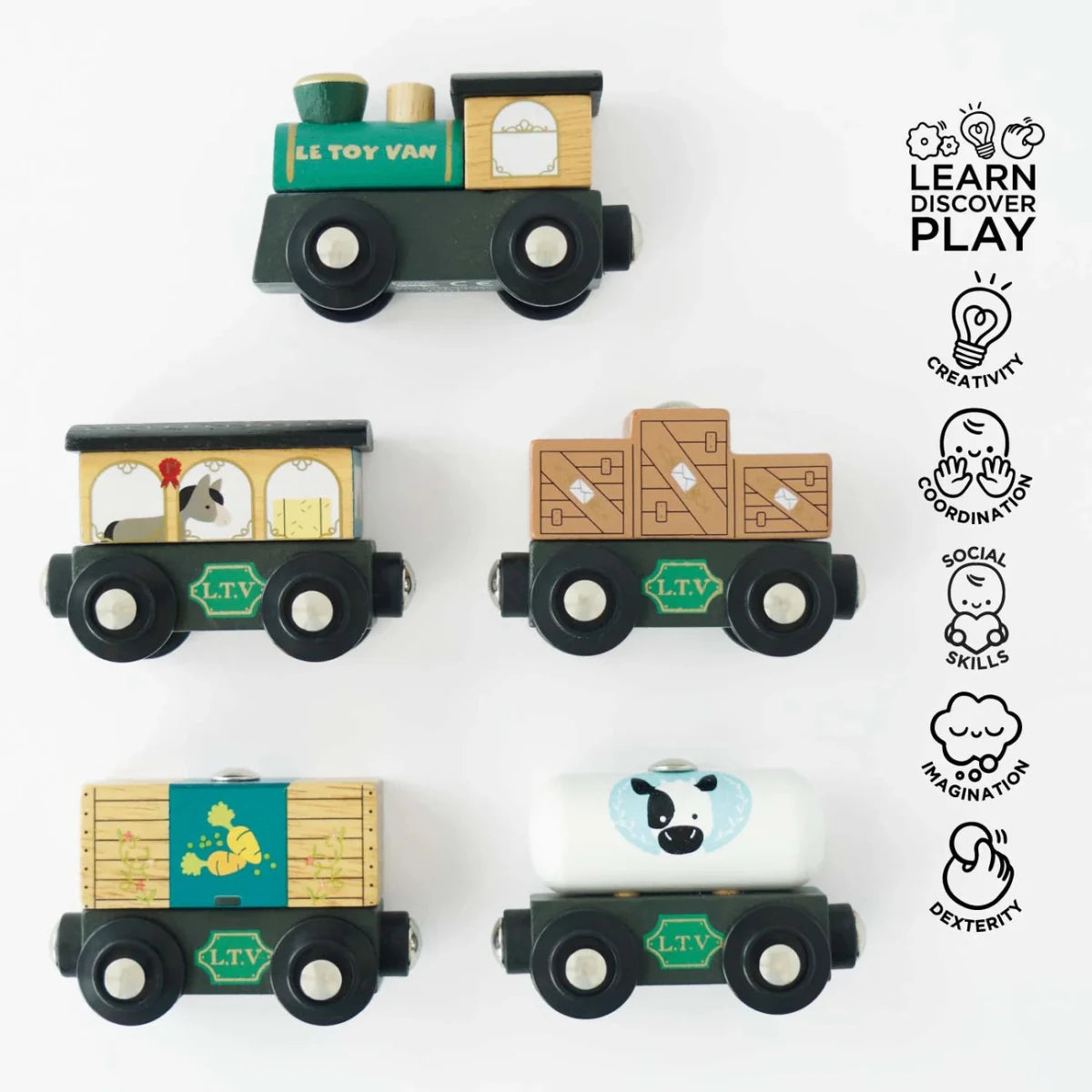 Le Toy Van Royal Express Train & Carriages - Green – Wooden Train for children, available at Learning Bugs UK