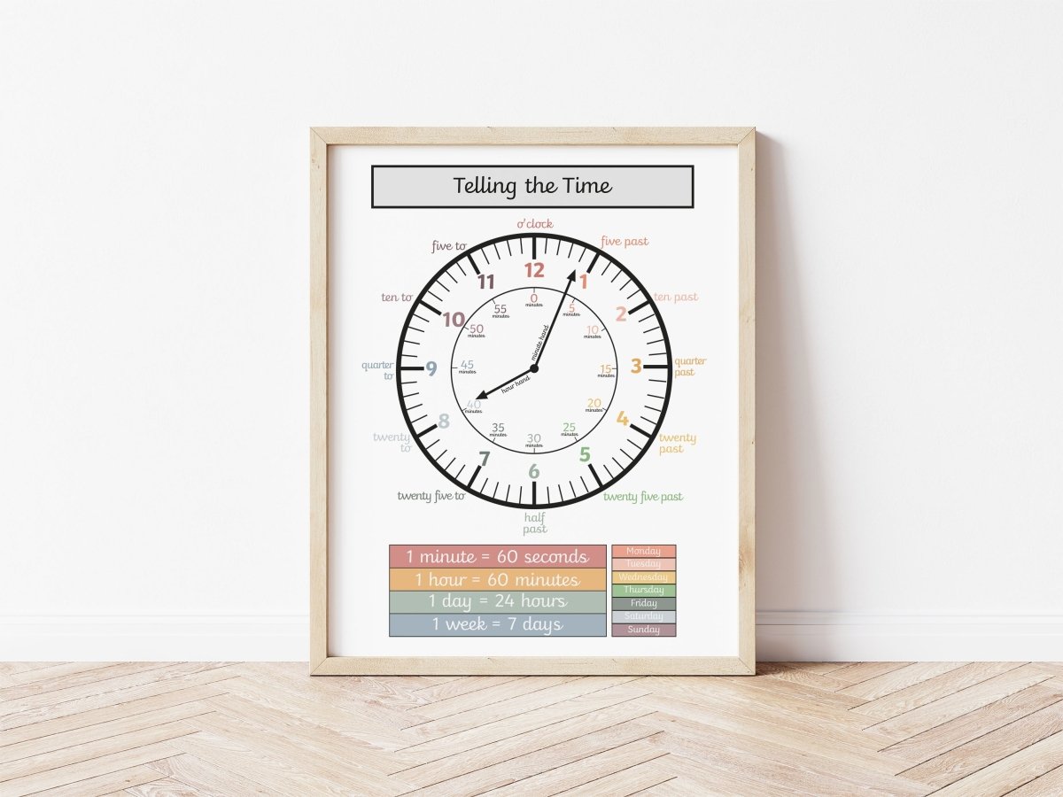 Time black Print - muted – Best Sellers for children, available at Learning Bugs UK