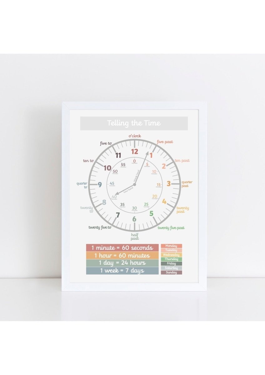 Time Print - muted – Best Sellers for children, available at Learning Bugs UK