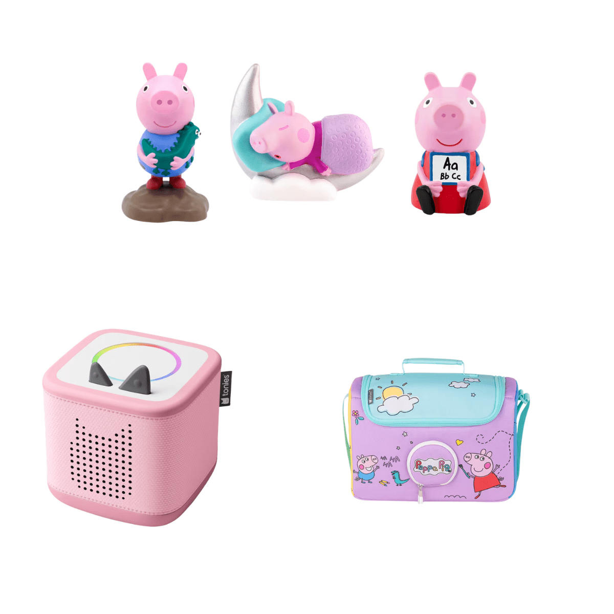 Peppa Pig Toniebox 2 Bundle | Tonie + Creative Tonie + Listen & Play Bag – Audio Player Bundle for children, available at Learning Bugs UK