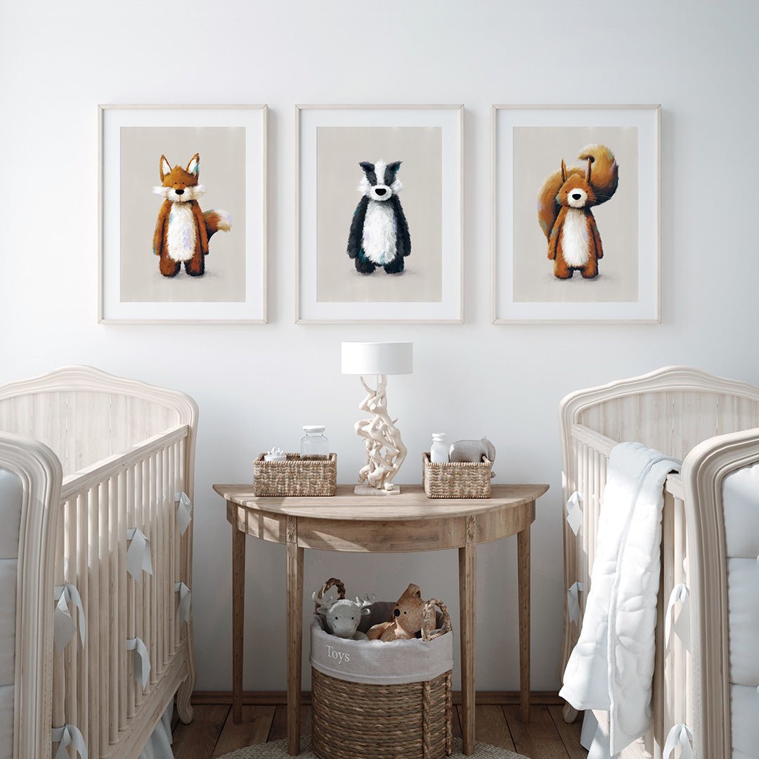 Woodland Animals Nursery Prints Set of 3 – Print Sets for children, available at Learning Bugs UK