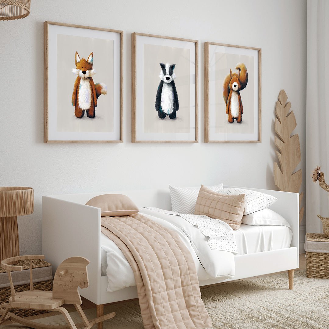 Woodland Animals Nursery Prints Set of 3 – Print Sets for children, available at Learning Bugs UK