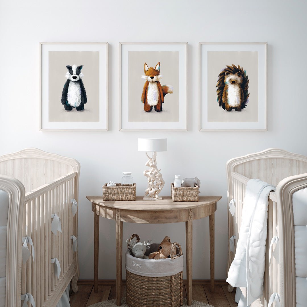 Woodland Animals Nursery Prints Set of 3 – Print Sets for children, available at Learning Bugs UK