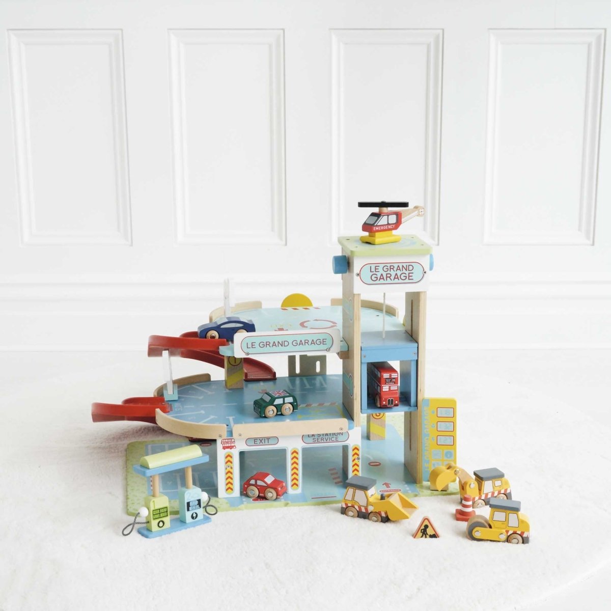 Le Toy Van Car and Garage Play Set – for children, available at Learning Bugs UK