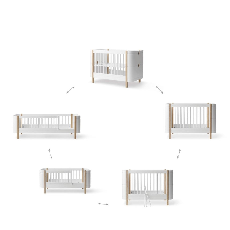 Mini+ Cot Bed Incl. Junior Kit - White (0-9 Years) – Cot Beds for children, available at Learning Bugs UK