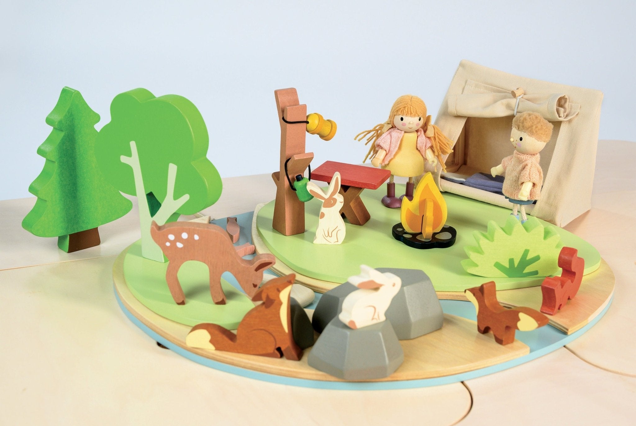 Buy Wildlife Camping Playset | Wooden dolls house playset for kids by Learning Bugs UK