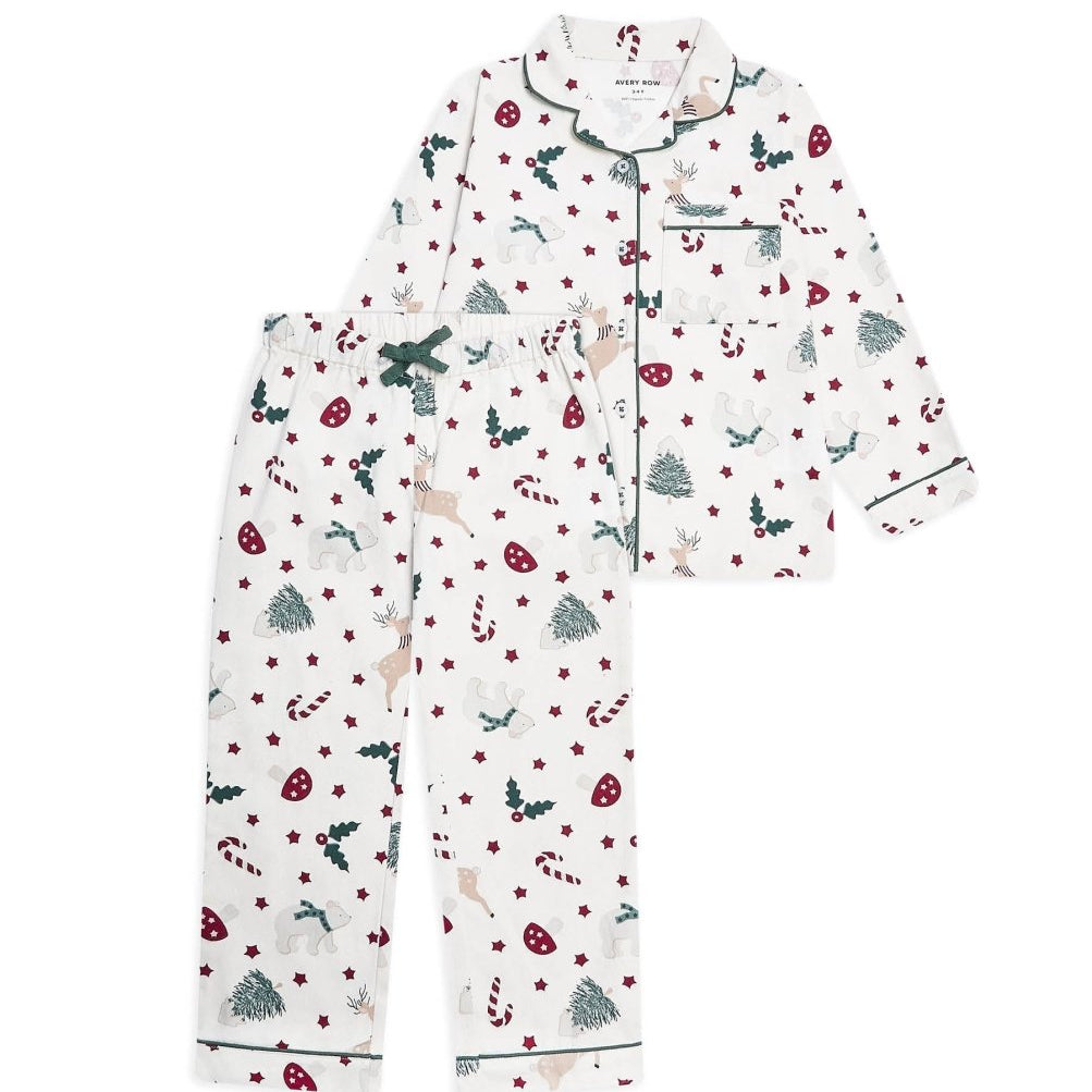 Avery Row Children's Flannel Pyjamas in Christmas Carousel print