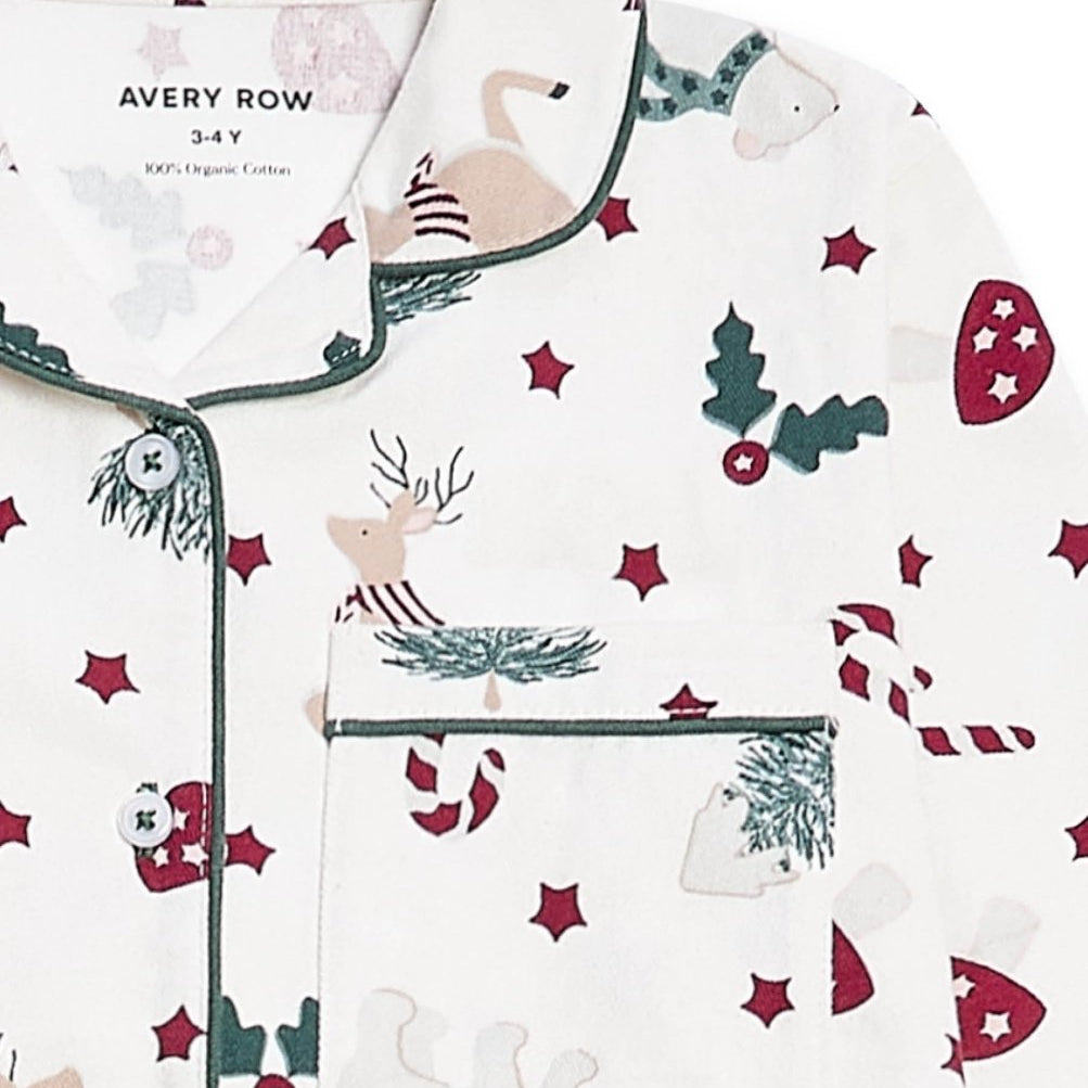 Avery Row Children's Flannel Pyjamas in Christmas Carousel print, view 4