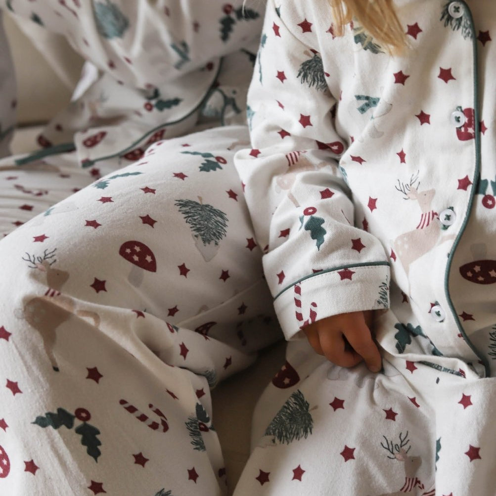 Avery Row Children's Flannel Pyjamas in Christmas Carousel print, view 6
