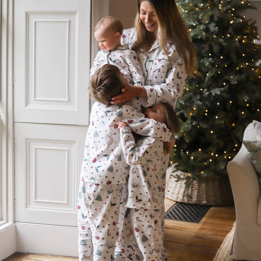 Avery Row Children's Flannel Pyjamas in Christmas Carousel print, view 7