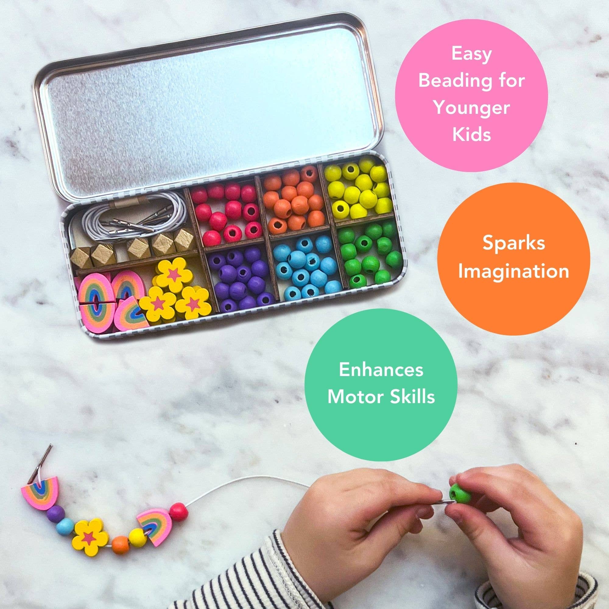 Buy Rainbow Bracelet Bead Kit | Art and Craft Box for kids by Learning Bugs UK