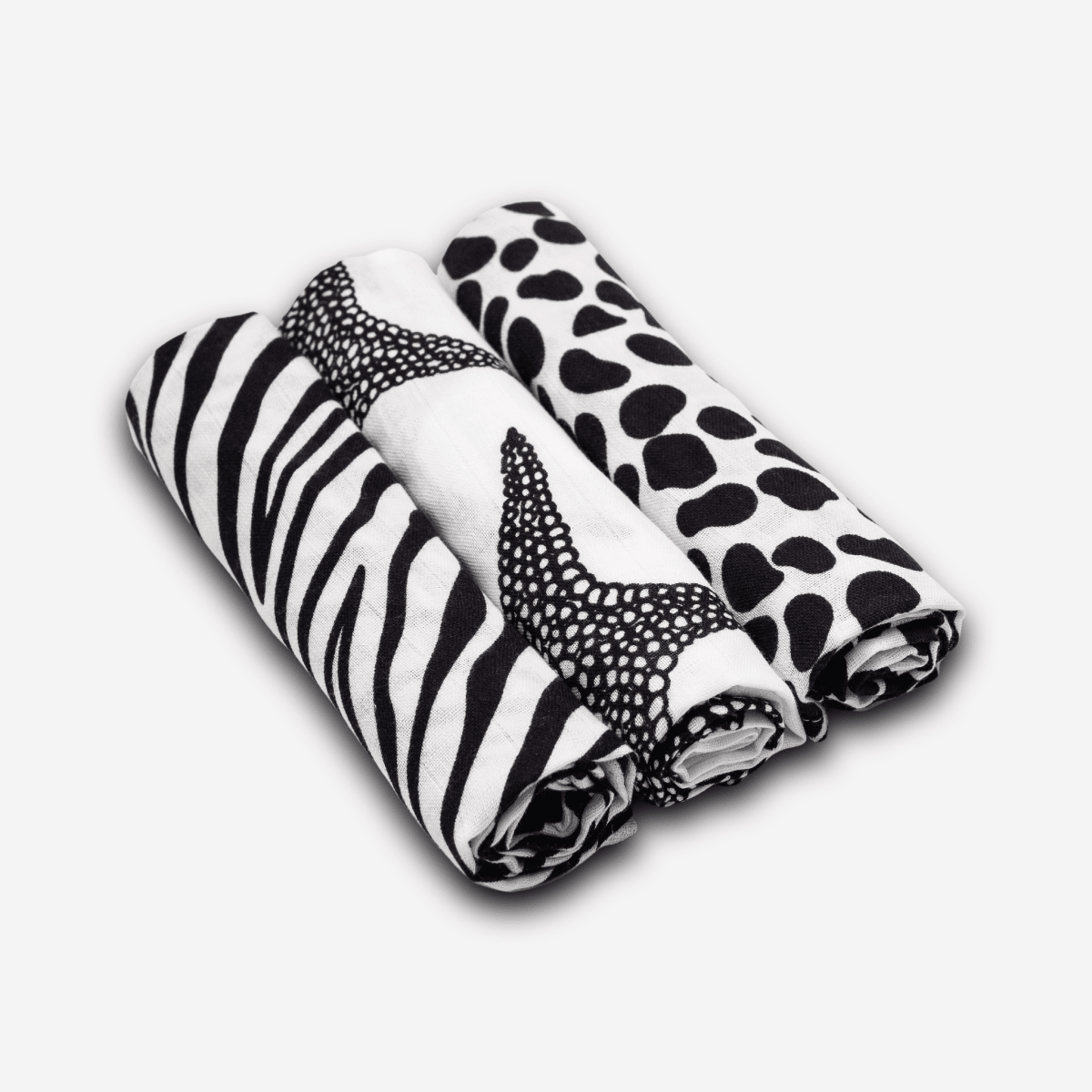 Animal Print Muslin 3-Pack – Muslin squares for children, available at Learning Bugs UK