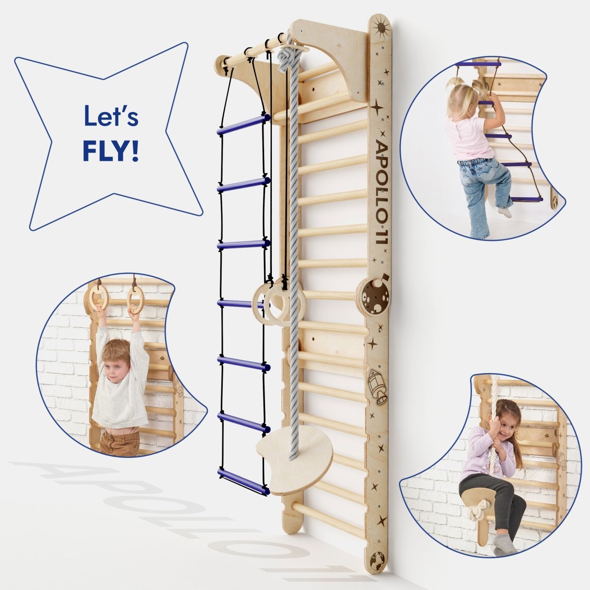 Goodevas Apollo Swedish Wall Indoor Climbing Set – Swedish wall for children, available at Learning Bugs UK